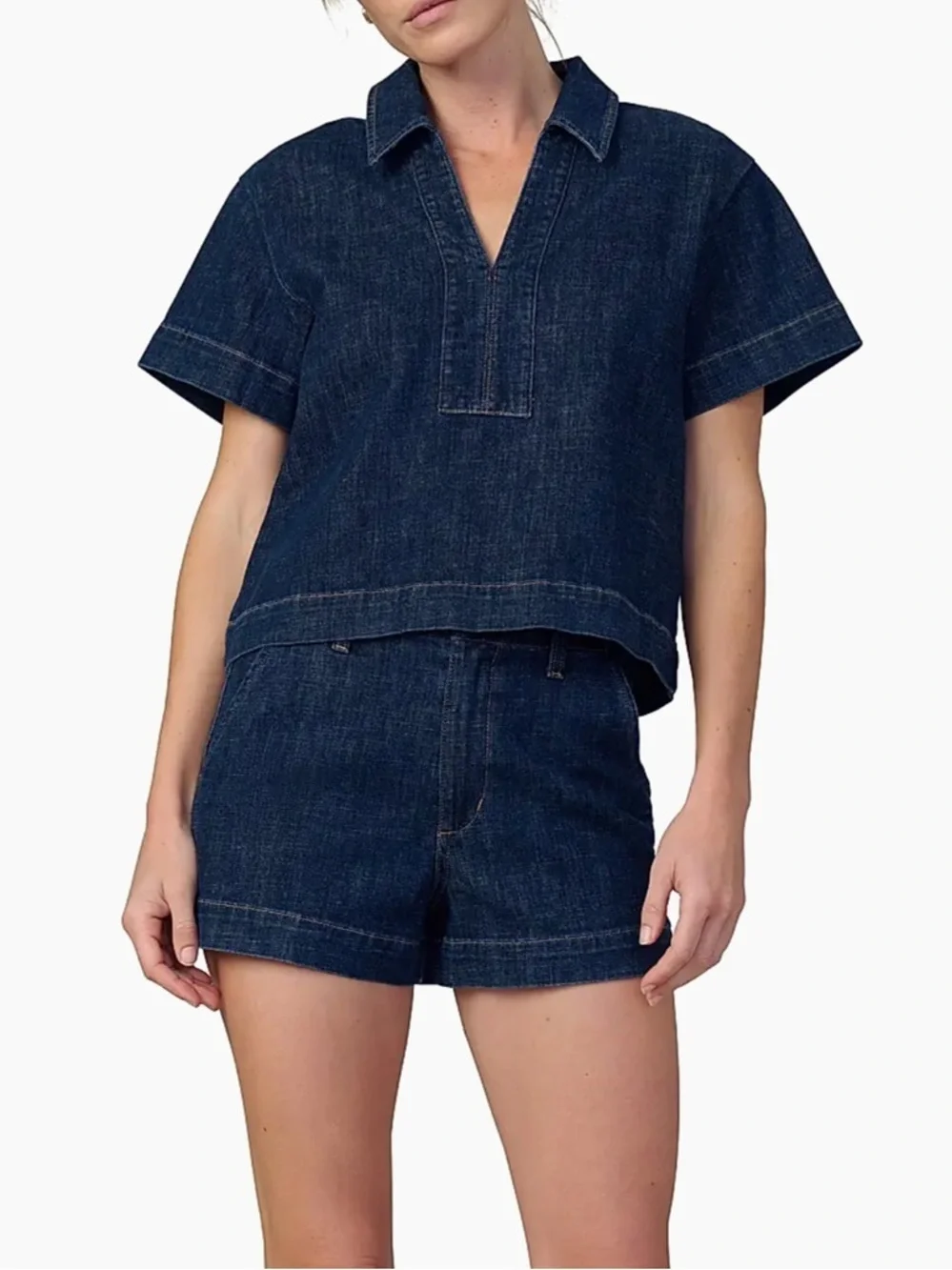 Joe’s Jeans Lilian Popover Shirt and Karter Short in Denim SET